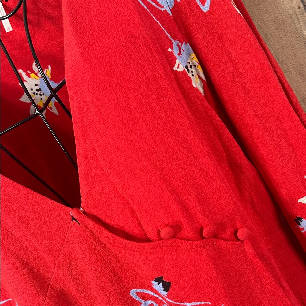 Free people  Red Floral Long Sleeve Dress - Picture 5 of 16